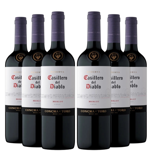 Kit 6  Vinho Casillero del Diablo Reserva Merlot 750ml